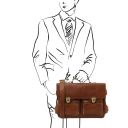 Ventimiglia Leather Multi Compartment Briefcase With Front Pockets Brown TL142069