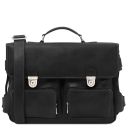 Ventimiglia Cartable Multi Compartiments en Cuir Avec Poches Frontales Noir TL142069