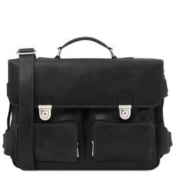 Ventimiglia Cartable Multi Compartiments en Cuir Avec Poches Frontales Noir TL142069