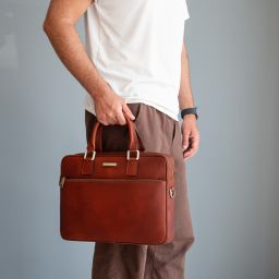 Ferrara Leather Laptop Briefcase Black TL142620