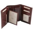 Elégant Portefeuille en Cuir Pour Femme 3 Volets Marron TL141314
