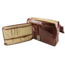 Mantova Leather Multi Compartment TL SMART Briefcase With Flap Brown TL141450