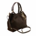 TL KeyLuck Woven Printed Leather Shopping bag Dark Brown TL141573