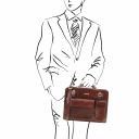 Venezia Serviette en Cuir Avec 2 Compartiments et Fermeture Glissière Marron TL141268