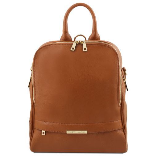 TL Bag Soft Leather Backpack for Women Cognac TL141376