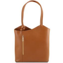 Patty Borsa Donna Convertibile a Zaino in Pelle Saffiano Cognac TL141455