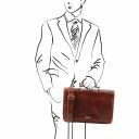 Mantova Leather Multi Compartment TL SMART Briefcase With Flap Brown TL141450