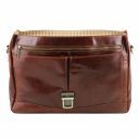 Mantova Leather Multi Compartment TL SMART Briefcase With Flap Brown TL141450