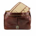 Mantova Leather Multi Compartment TL SMART Briefcase With Flap Brown TL141450