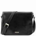 Messenger double Besace en Cuir Noir TL90475
