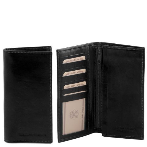 Exclusive Vertical 2 Fold Leather Wallet for men Black TL140777