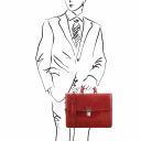 Amalfi Leather Briefcase 1 Compartment Red TL141351
