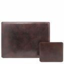 Office Set Sous-main de Bureau et Tapis de Souris en Cuir Marron foncé TL141980