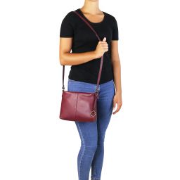 TL Bag Bolso con Badolera en Piel Suave Turquesa TL141720
