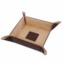 Premium Office Set Schreibtischunterlage, Mauspad und Schale aus Leder Dunkelbraun TL142088