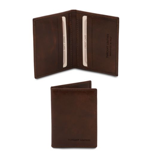Elégant Porte Cartes en Cuir Marron foncé TL142063