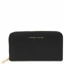 Venere Exklusive Damenbrieftasche aus Leder mit Rundum-Reißverschluss Schwarz TL142085
