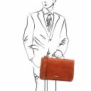 Mantova Borsa da Lavoro Multiscomparto in Pelle con Pattella Miele TL142068