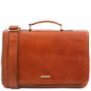 Mantova Borsa da Lavoro Multiscomparto in Pelle con Pattella Miele TL142068