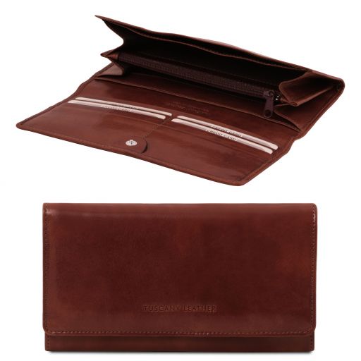 Elégant Portefeuille en Cuir Pour Femme Marron TL140787