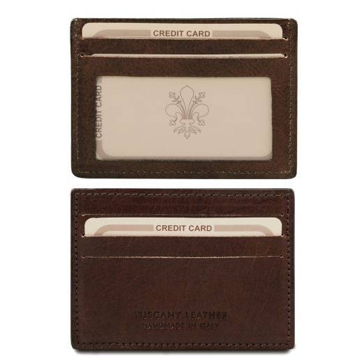 Elegante Porta Tarjetas de Credito en Piel Marrón oscuro TL140805