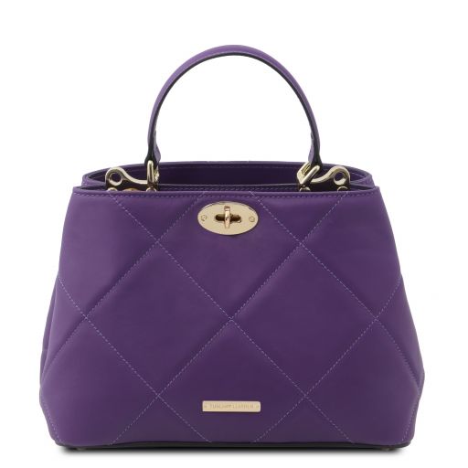 TL Bag Sac à Main en Cuir Souple Matelassé Violet TL142132