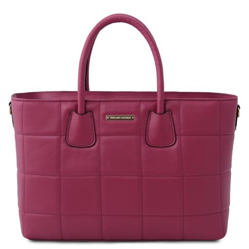 TL Bag Borsa a Mano in Pelle Morbida Trapuntata Prugna TL142124