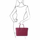 TL Bag Borsa a Mano in Pelle Morbida Trapuntata Prugna TL142124