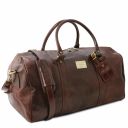 TL Voyager Travel Leather Duffle bag With Pocket on the Backside - Large Size Brown TL141247
