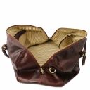 TL Voyager Travel Leather Duffle bag With Pocket on the Backside - Large Size Brown TL141247