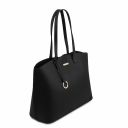 Pantelleria Leather Shopping bag and 3 Fold Leather Wallet With Coin Pocket Black TL142157