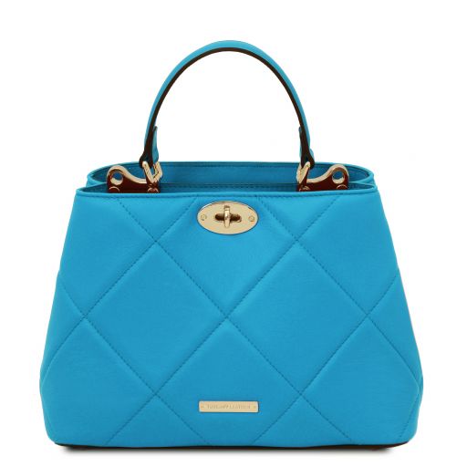 TL Bag Bolso a Mano en Piel Suave Acolchado Azul claro TL142132
