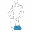 TL Bag Pochette in Pelle Morbida con Tracolla a Catena Celeste TL142184
