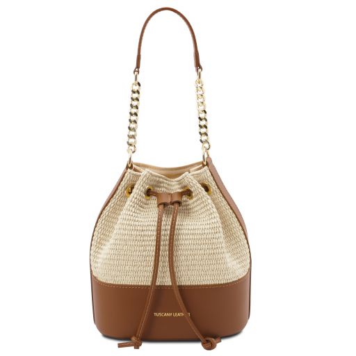 TL Bag Straw Effect Bucket bag Sand TL142207