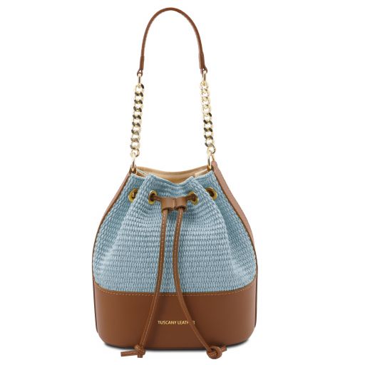 TL Bag Straw Effect Bucket bag Light Blue TL142207