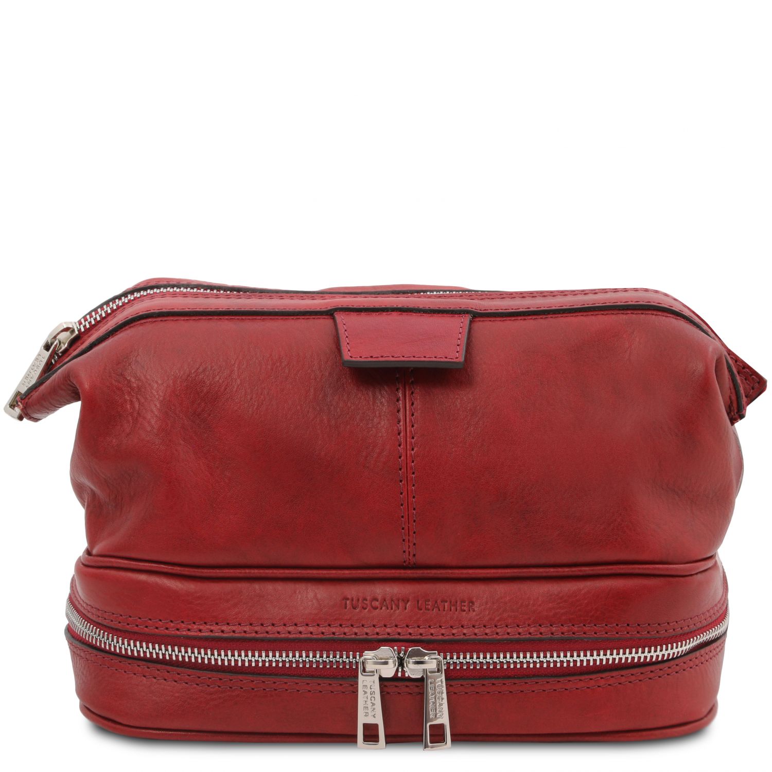 Leather toiletry bag Red