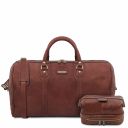 Colombo Borsone da Viaggio in Pelle e Beauty Case in Pelle Marrone TL142235
