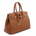 TL Bag Leather Handbag With Golden Hardware Cognac TL141529