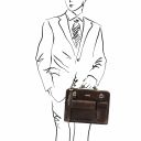 Venezia Leather Briefcase 2 Compartments Dark Brown TL141268