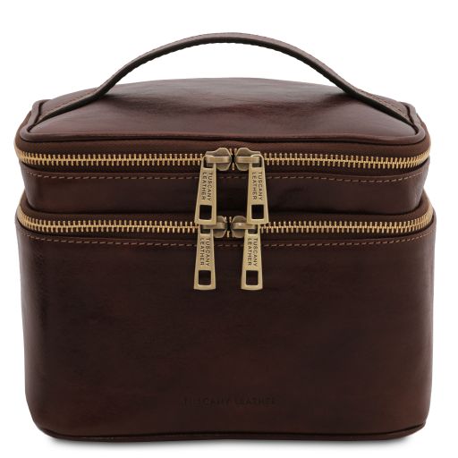 Eliot Trousse de Toilette en Cuir Marron foncé TL142045