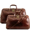 Bora Bora Set Trolley da Viaggio in Pelle Marrone TL3072