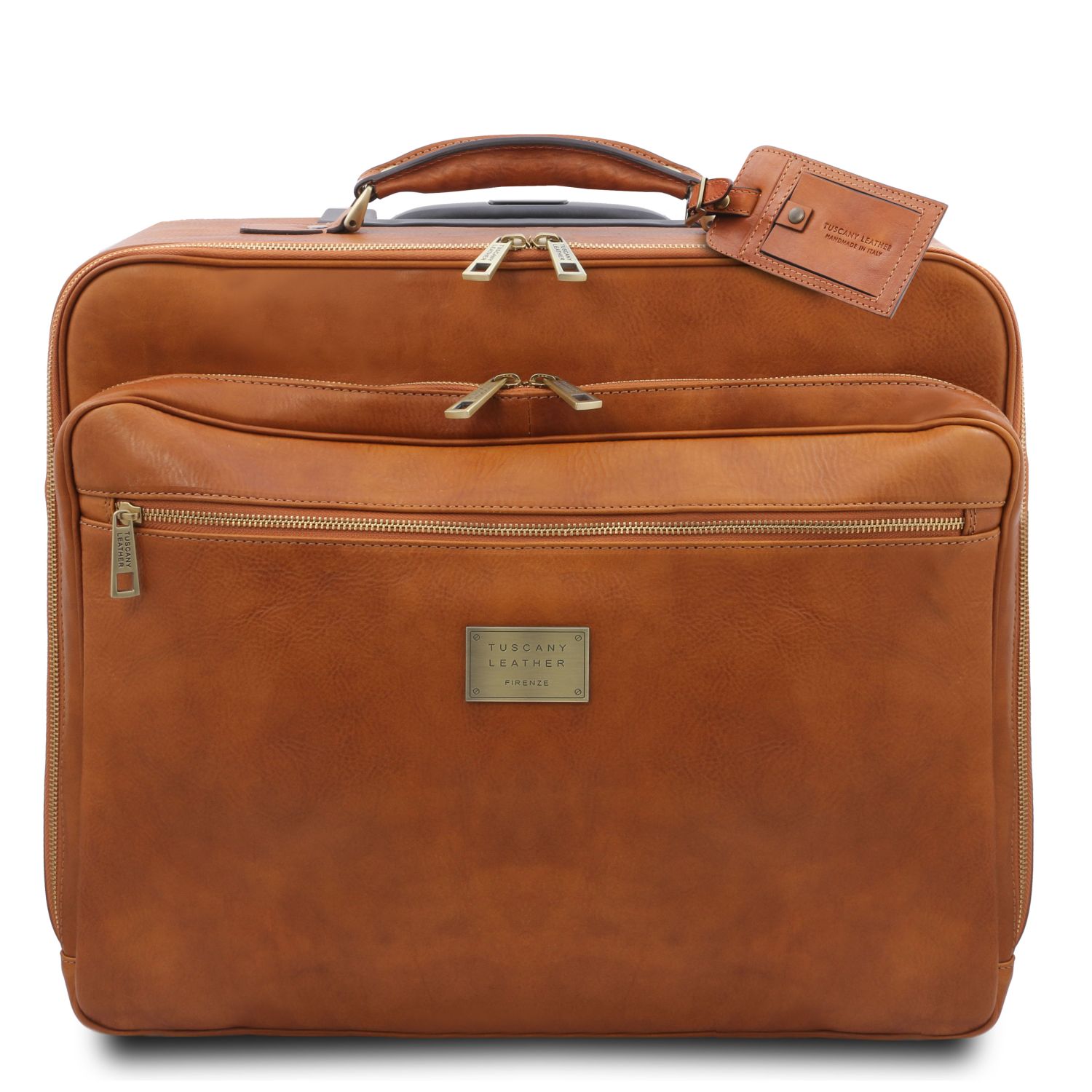 Borsa pilota in pelle con due ruote Naturale