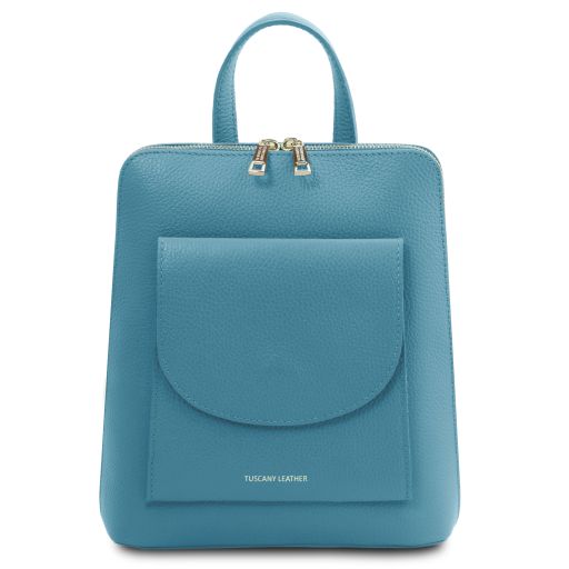 TL Bag Zaino Piccolo da Donna in Pelle Azzurro TL142092