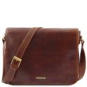Messenger double Tasche mit Laptopfach aus Leder Braun TL90475