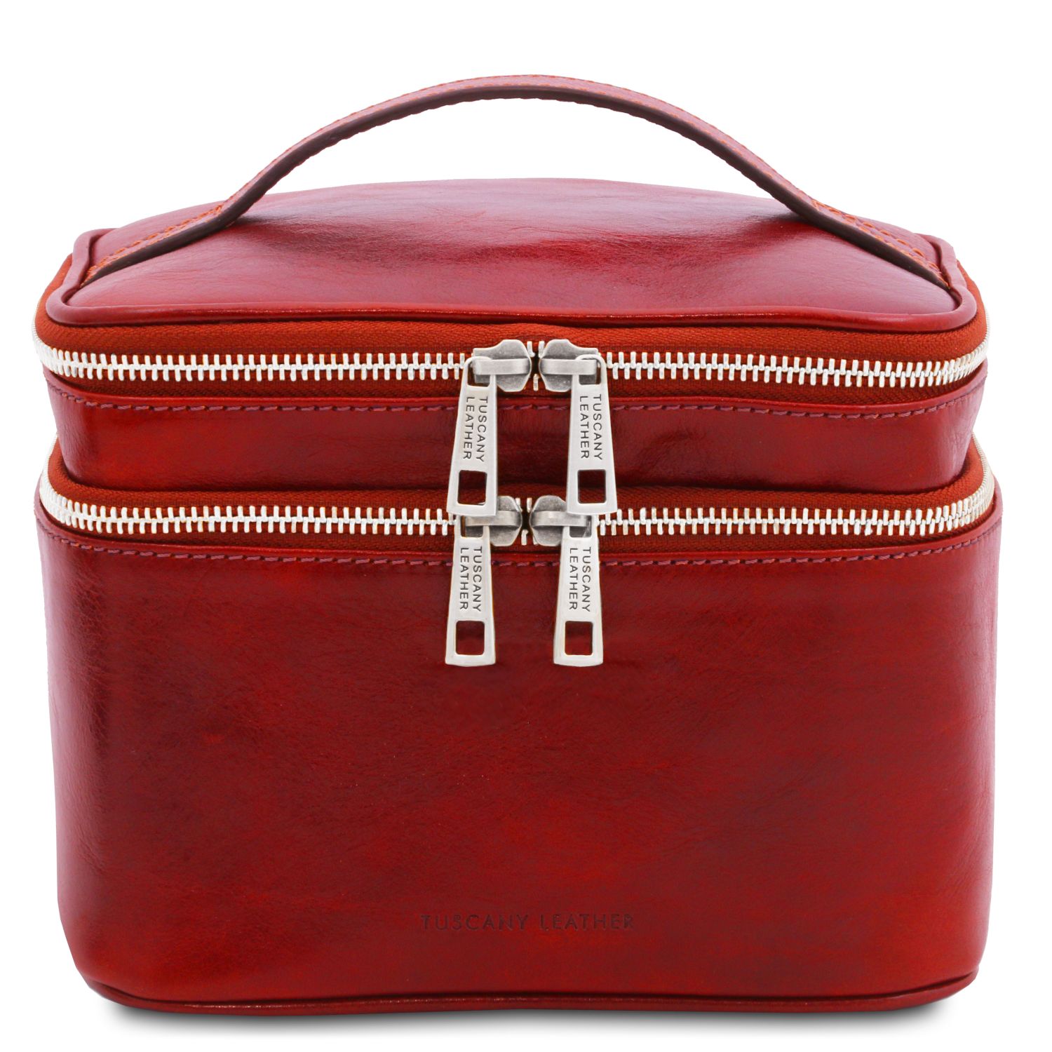 Leather toiletry bag Red