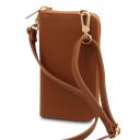 TL Bag Lederbrieftasche/Handyhalter mit Tragegurt Cognac TL142323
