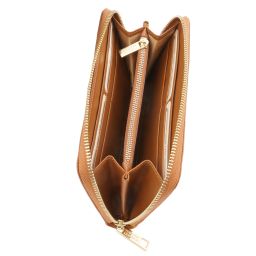 Venere Elegante Cartera con Cremallera en el Contorno Cognac TL142085
